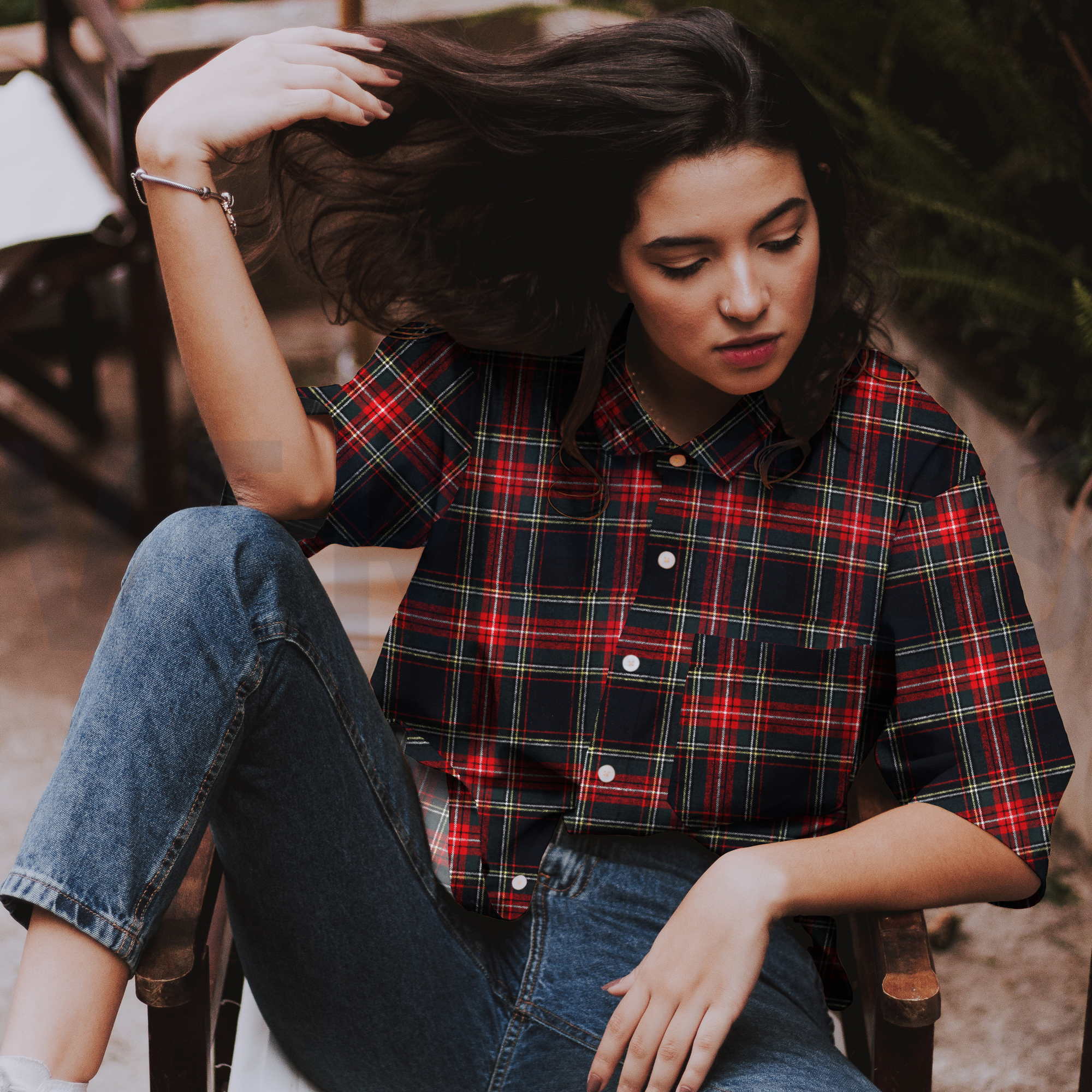 COTTON YARN DYED BRUSHED CHECKS NAVY/RED (high resolution) #7