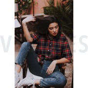 COTTON YARN DYED BRUSHED CHECKS NAVY/RED (thumbnail) #7