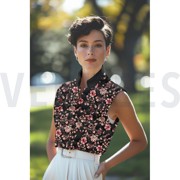 STEPPED VELVET DIGITAL FLOWERS BLACK (thumbnail) #7