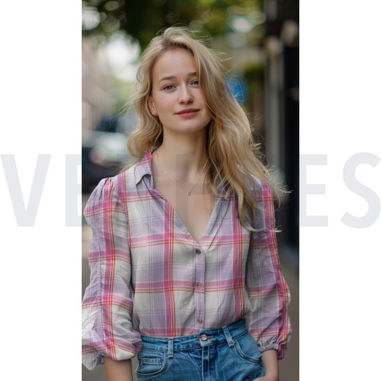 DOUBLE GAUZE YARN DYED CHECKS LAVENDER #7