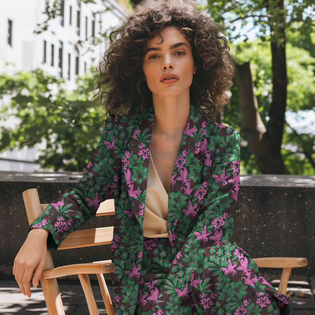 JACQUARD FLOWERS DARK GREEN #7