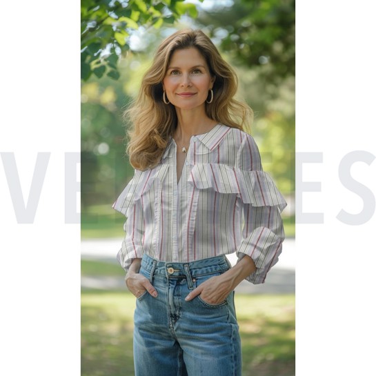 COTTON YARN DYED STRIPES LUREX LILAC #7