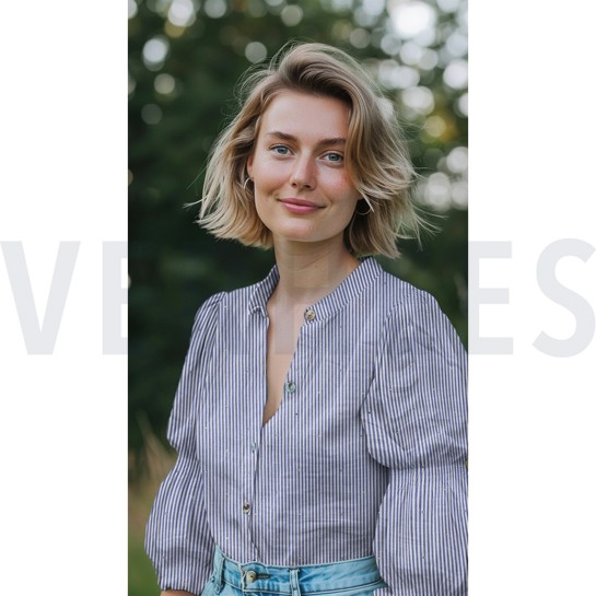 COTTON YARN DYED STRIPES WITH STUDS BLUE #7