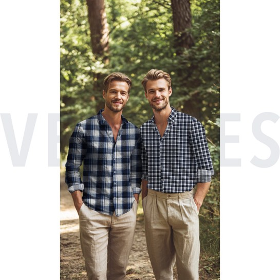 COTTON YARN DYED BRUSHED CHECKS NAVY #7