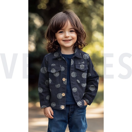 DENIM JACQUARD SMILEYS INDIGO #7