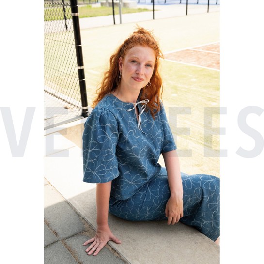 DENIM JACQUARD FLOWERS INDIGO #7