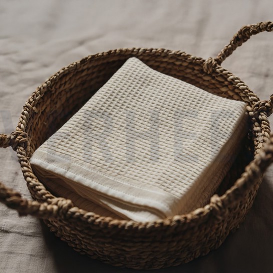 COTTON KNITTED WAFFLE GOTS NATURAL #7