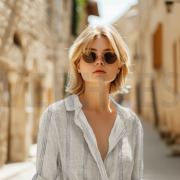 LINEN VISCOSE STRIPES BLUE (thumbnail) #7