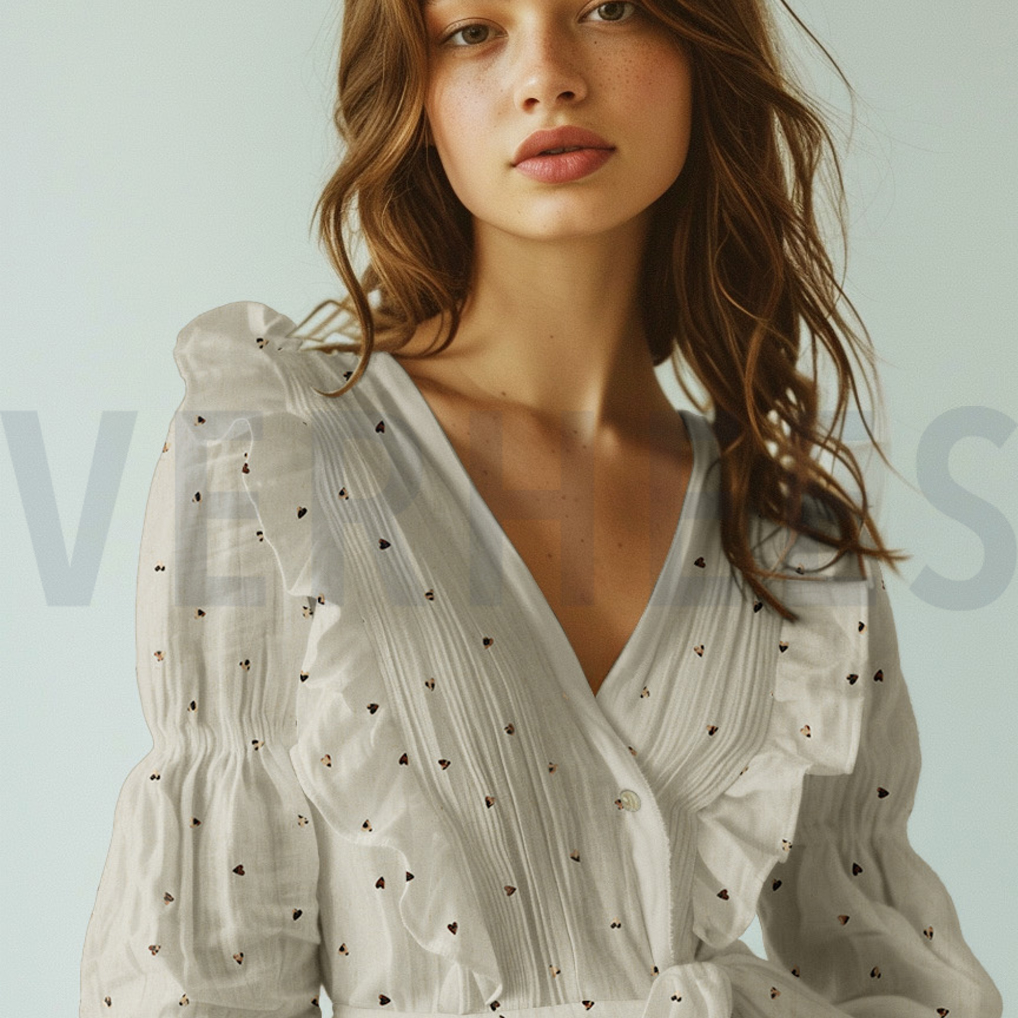 LINEN VISCOSE FOIL HEARTS ECRU (high resolution) #7