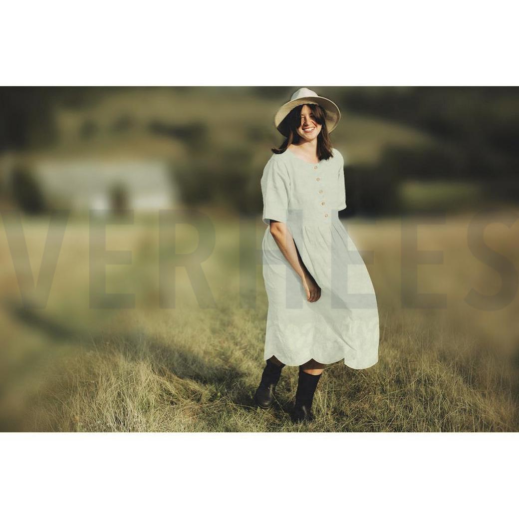 LINEN VISCOSE BORDER 1-SIDE NATURAL #7
