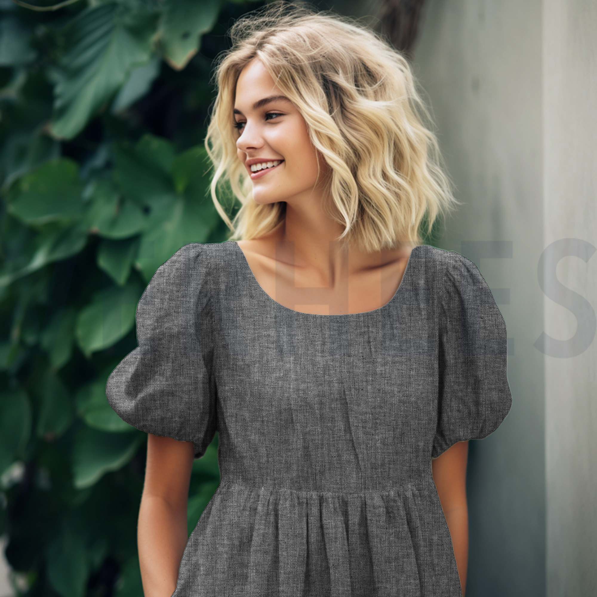 LINEN COTTON HERRINGBONE BLACK (high resolution) #7