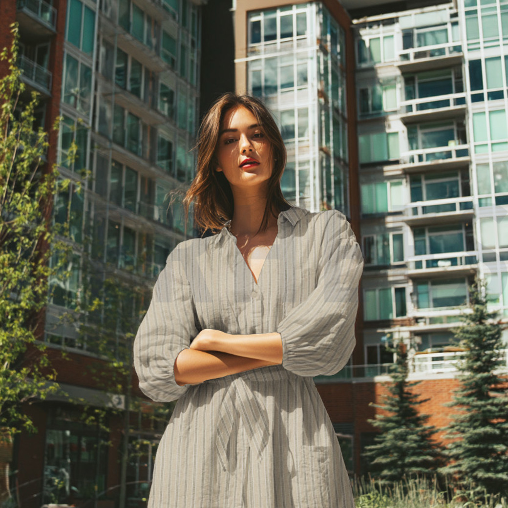 LINEN VISCOSE LUREX STRIPES ECRU #7