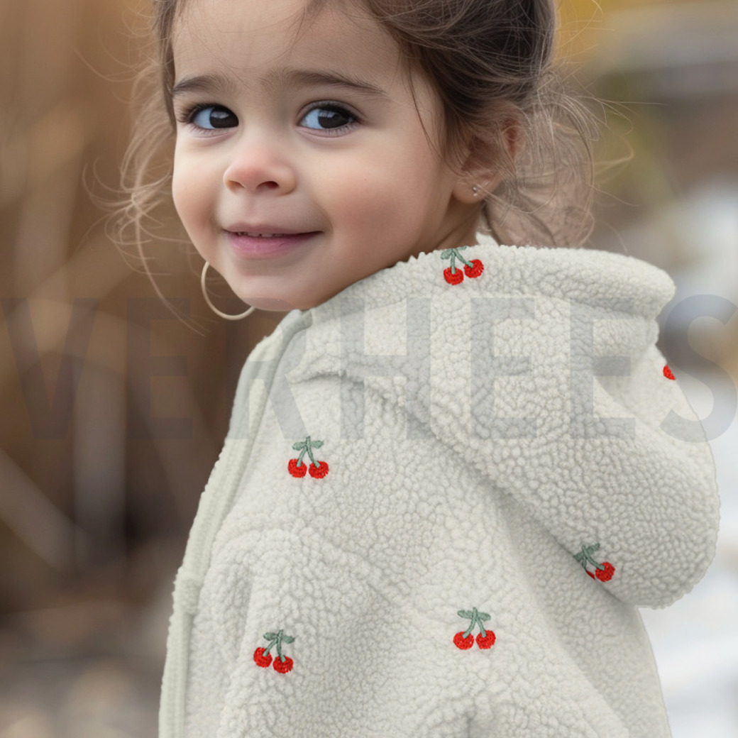 TEDDY EMBROIDERY CHERRIES ECRU #7