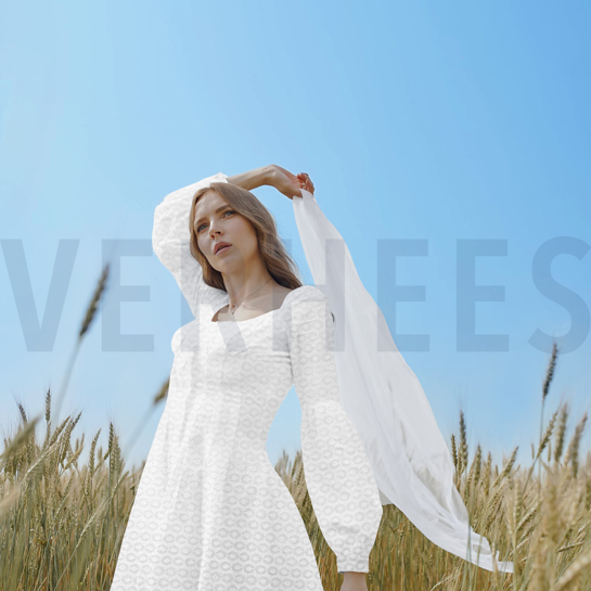 BAUMWOLLE STICKEREI ZWEISEITIGE WELLE WEISS #7