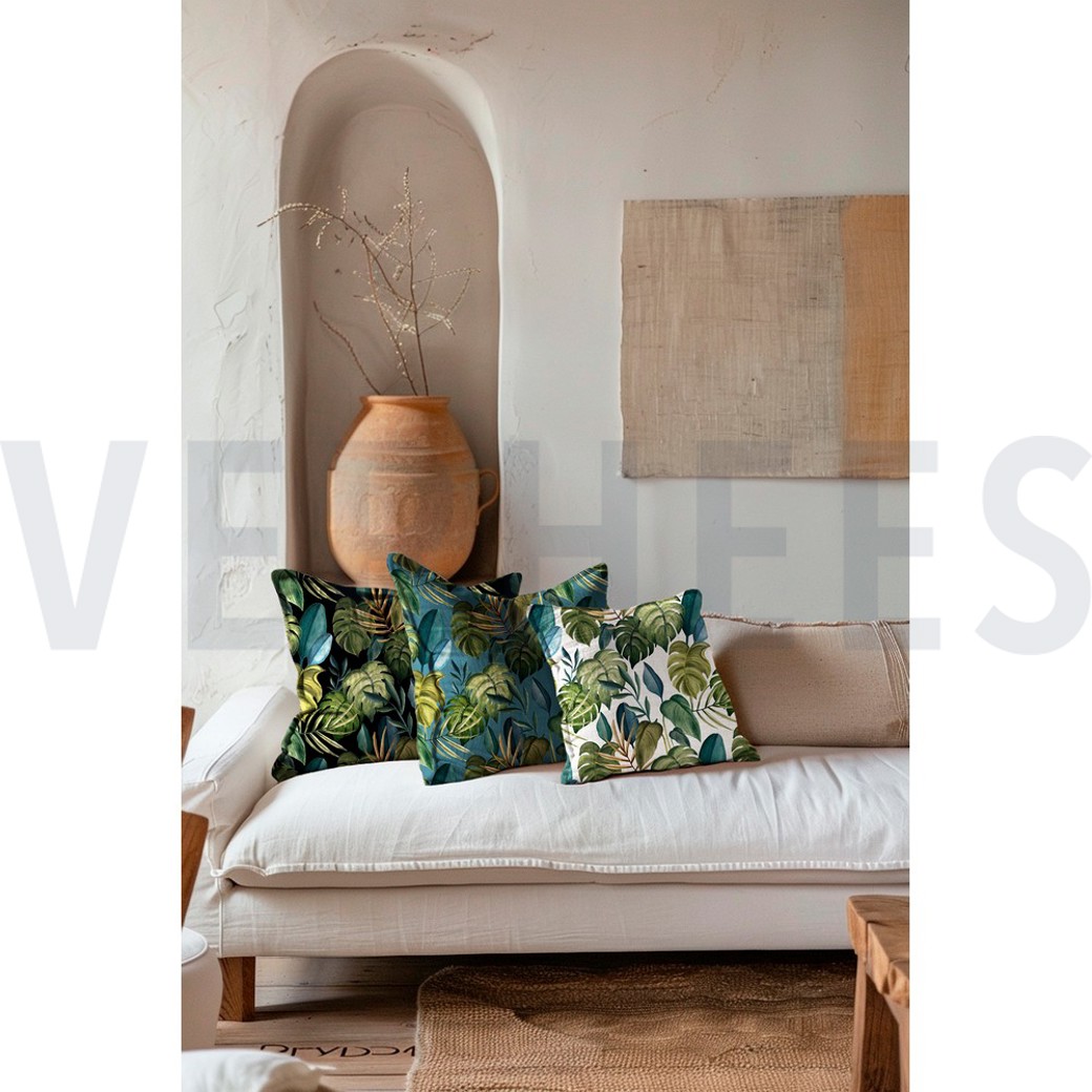 CANVAS DIGITAL TROPICAL LEAVES BLACK #7