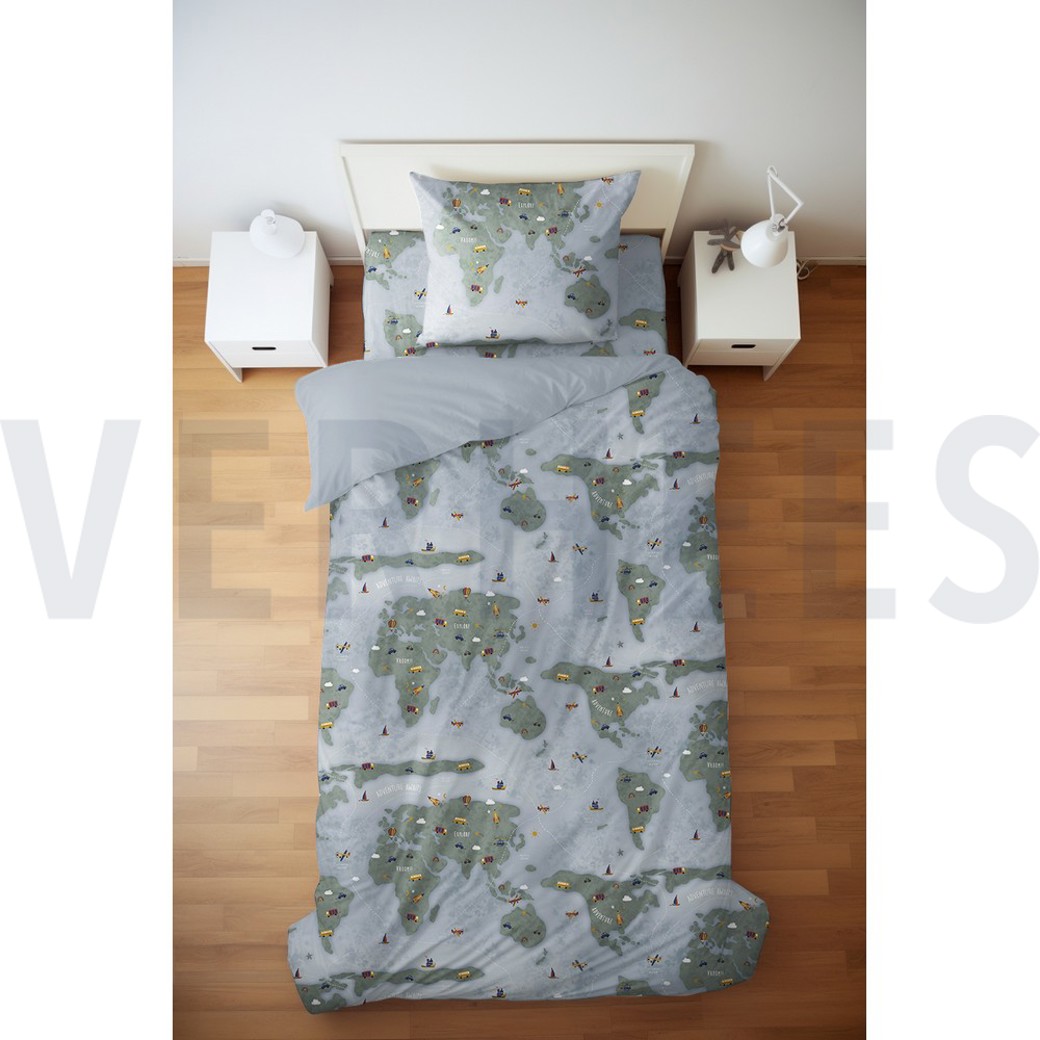 FINE POPLIN DIGITAL ADVENTURE MAP LIGHT BLUE #7