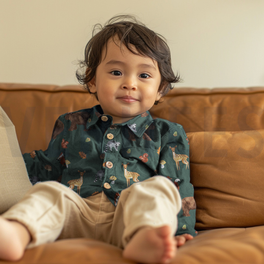 BAUMWOLLE POPELINE DIGITAL WALDTIERE MARINEBLAU #7