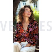 COTTON SATIN DIGITAL FLOWERS BLACK / RED (thumbnail) #7