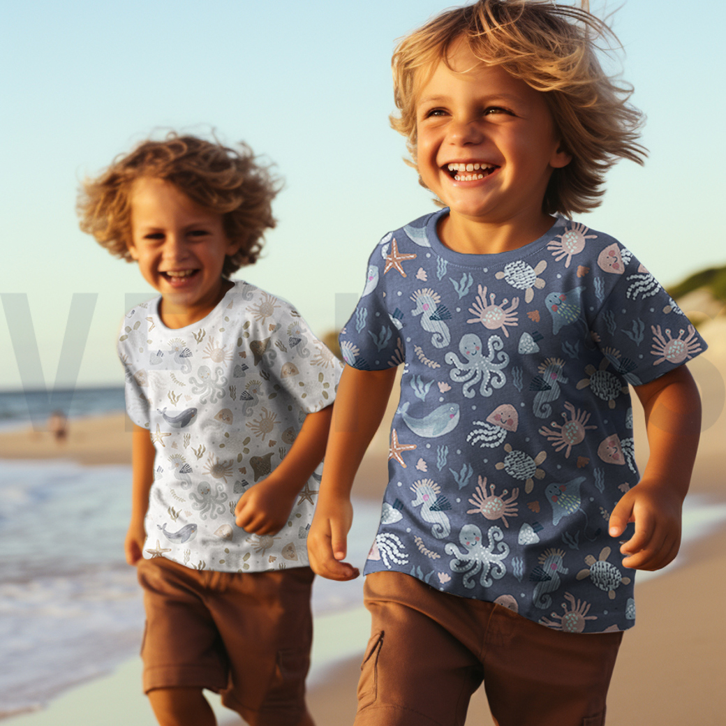 JERSEY DIGITAL OCEAN ANIMALS BLUE #7