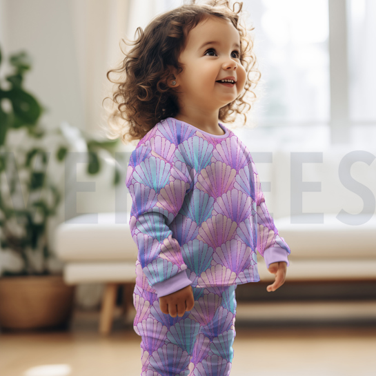 FRENCH TERRY DIGITAL SEASHELLS PURPLE #7