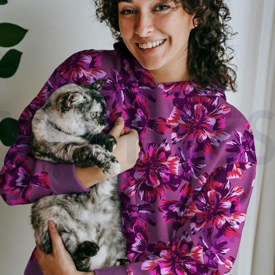 SWEAT DIGITAL BLUMEN DUNKELVIOLETT #7