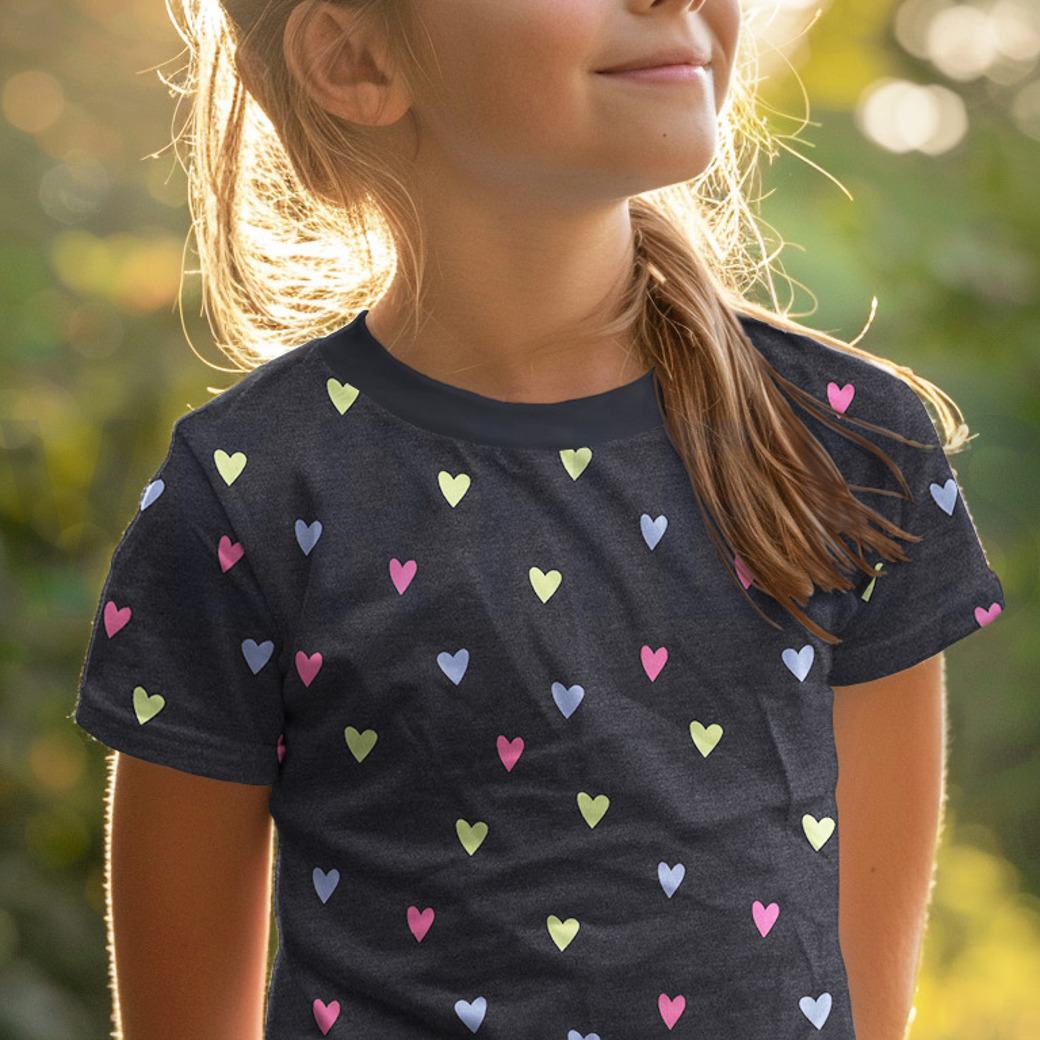 JERSEY MELANGE NEON HEARTS INDIGO MELANGE #7