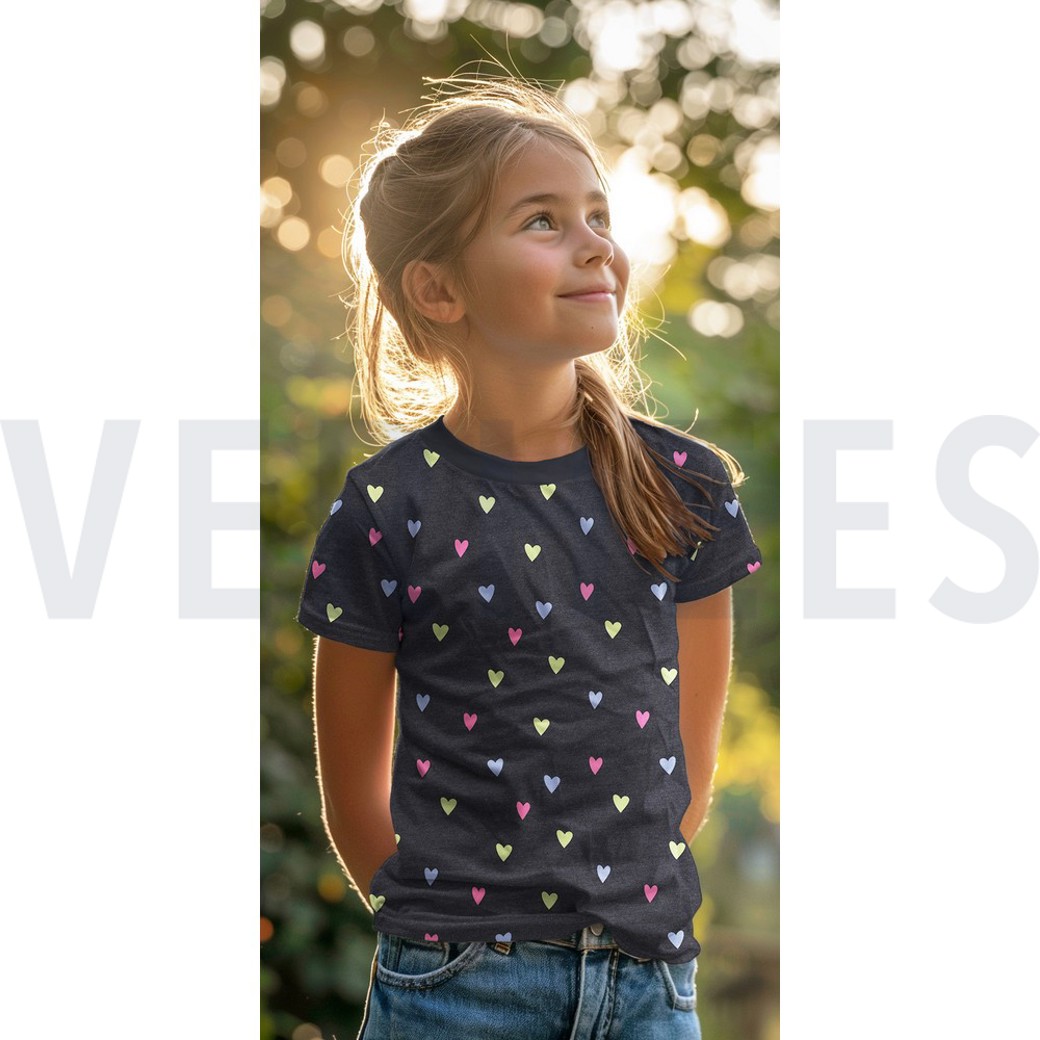 JERSEY MELANGE NEON HEARTS SMOKE BLUE MELANGE #7