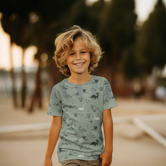 JERSEY MELANGE WATER DINOSAURS LIGHT GREY MELANGE #7