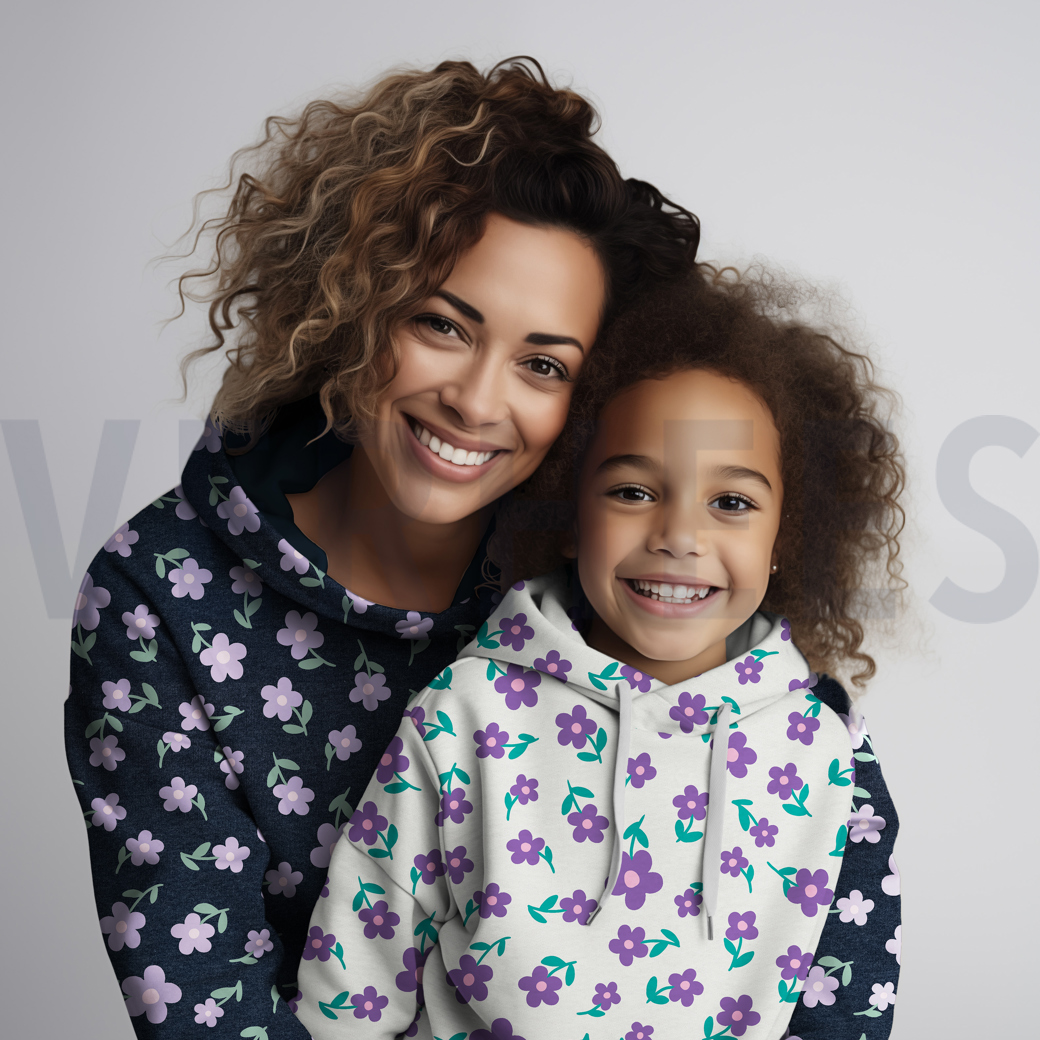 SWEAT MELANGE FLOWERS INDIGO MELANGE #7