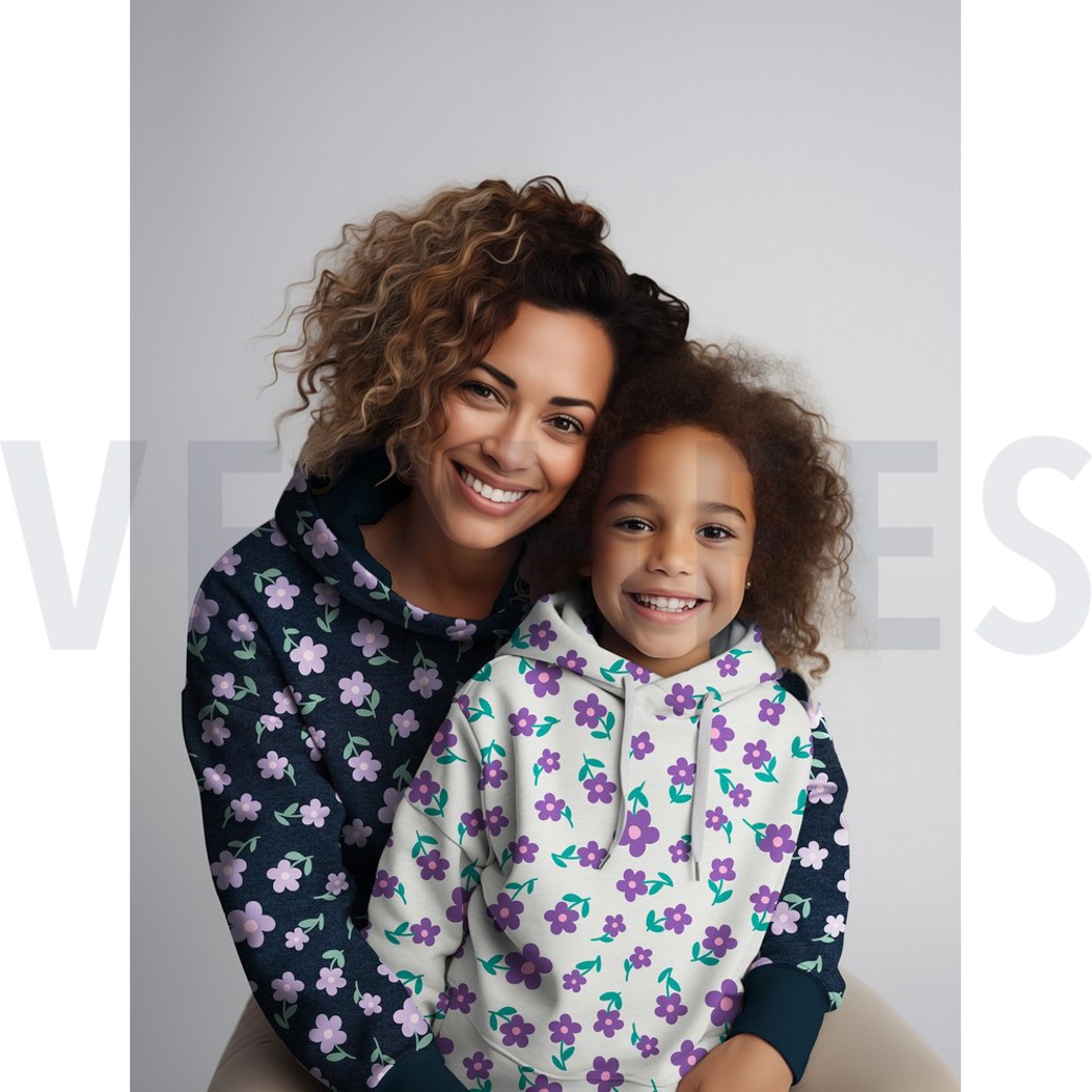 SWEAT MELANGE FLOWERS INDIGO MELANGE #7