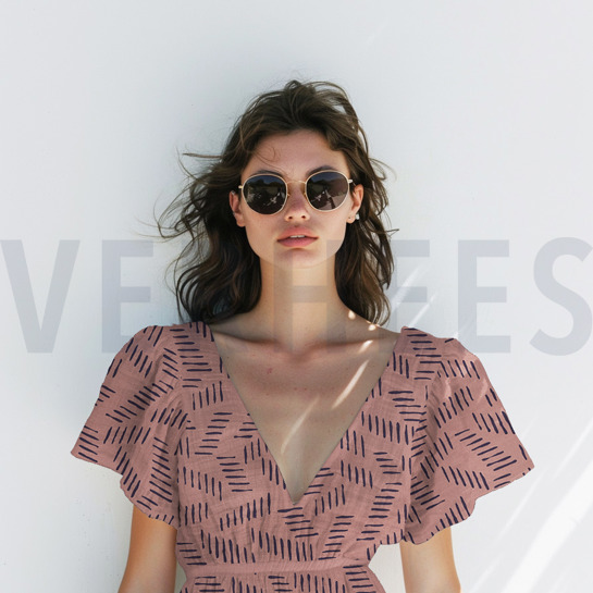 DOUBLE GAZE DE COTON ABSTRAIT VERT NIL #7