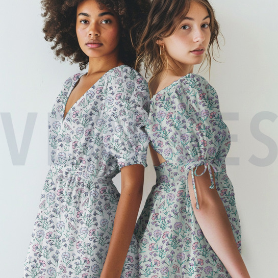 MUSSELIN BLUMEN GEBROCHEN WEISS #7