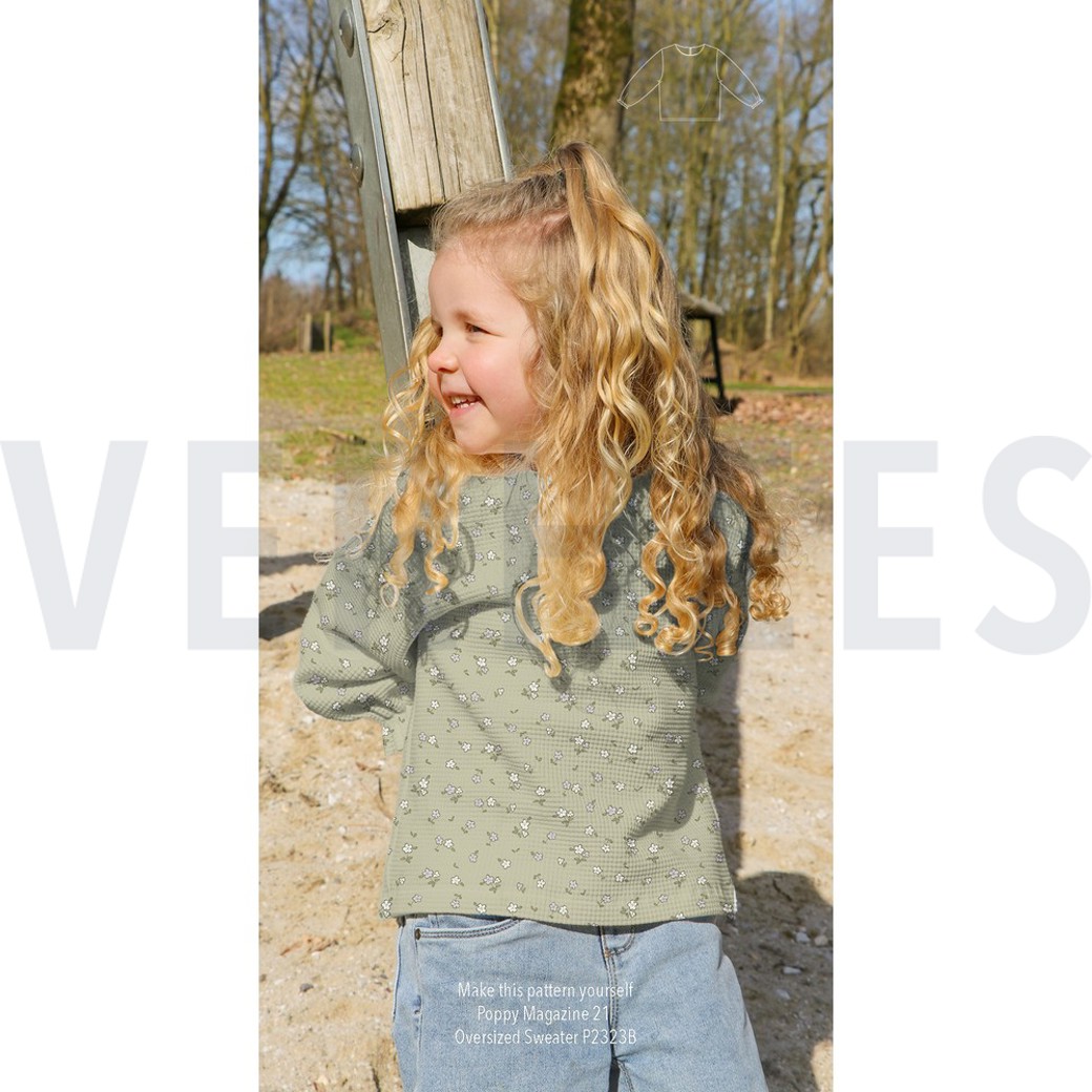 WAFFLE JERSEY FLOWERS SAGE #7