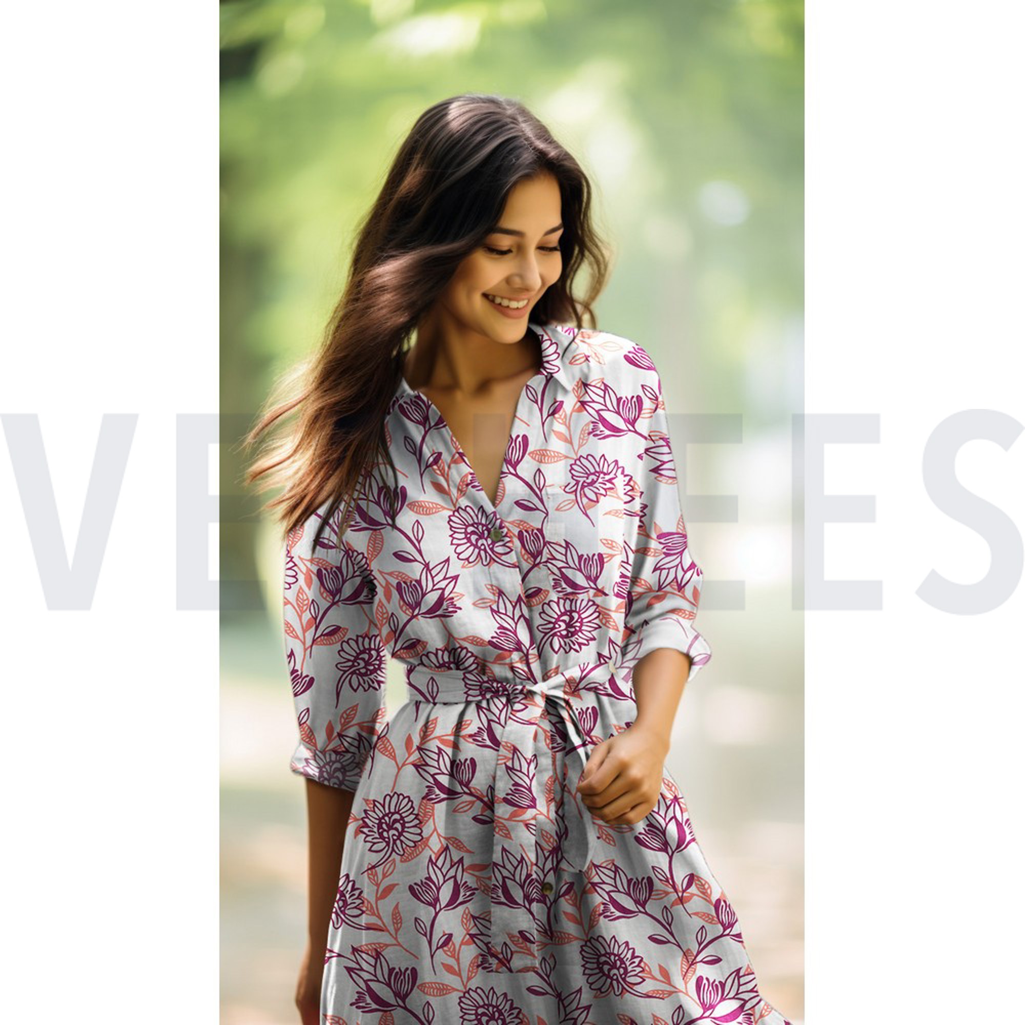 LINEN VISCOSE FLOWERS PINK (high resolution) #7