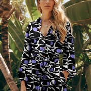 LINEN VISCOSE ABSTRACT BLACK/PURPLE (thumbnail) #7