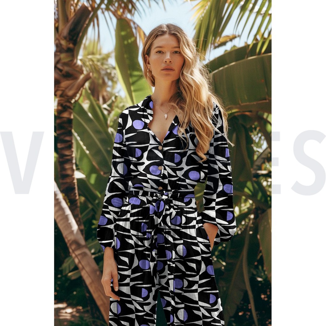 LINEN VISCOSE ABSTRACT BLACK/PICKLE #7