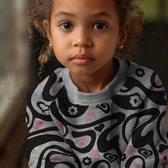 SWEAT MELANGE GLITTER RETRO BLOEMEN LICHTGRIJS GEMÊLEERD #7