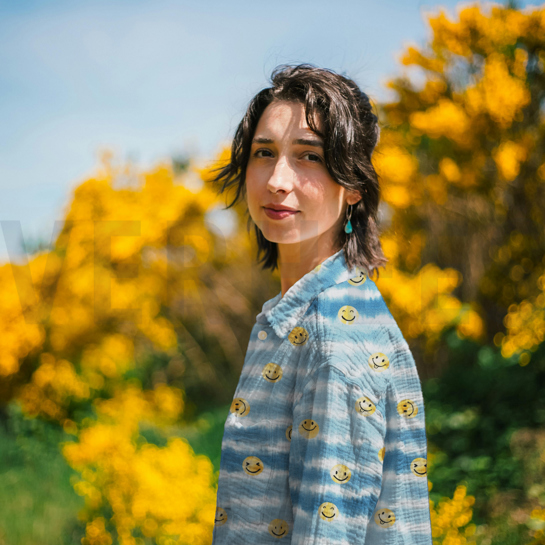 DOUBLE GAUZE DIGITAL HAPPY FACES BLUSH #7