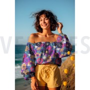 COTTON VOILE DIGITAL FLOWERS COBALT (thumbnail) #7