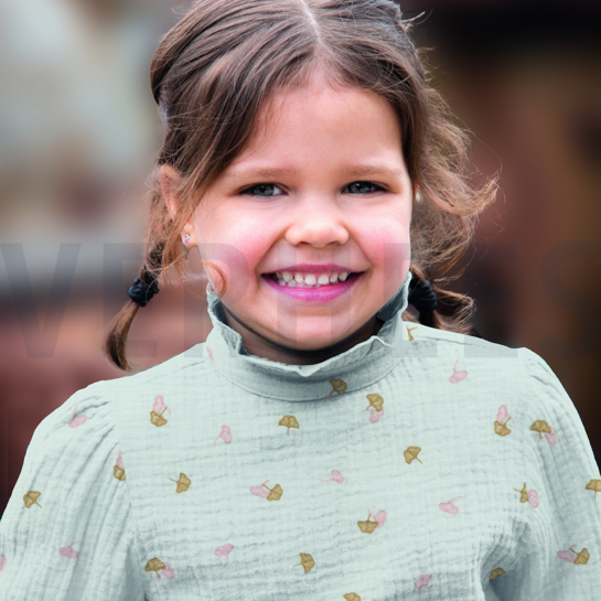 MUSSELIN STICKEREI BLÄTTER HELL SAND #7