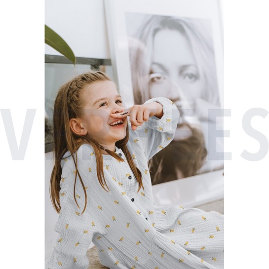 DOUBLE GAUZE EMBROIDERY LEMON WHITE #7