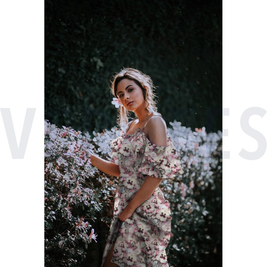 VISCOSE RADIANCE DIGITAL FLEURS TAUPE #7