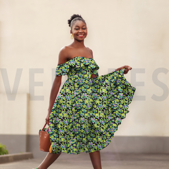 VISCOSE RADIANCE DIGITAL FLOWERS GREEN #7