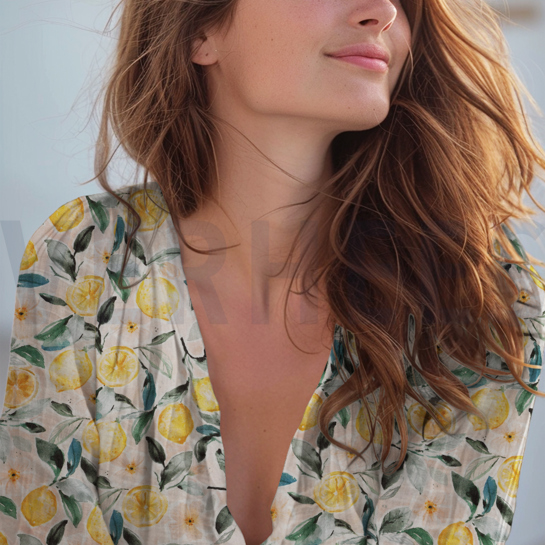 DOUBLE GAZE DE COTON CITRONS PÊCHE #7