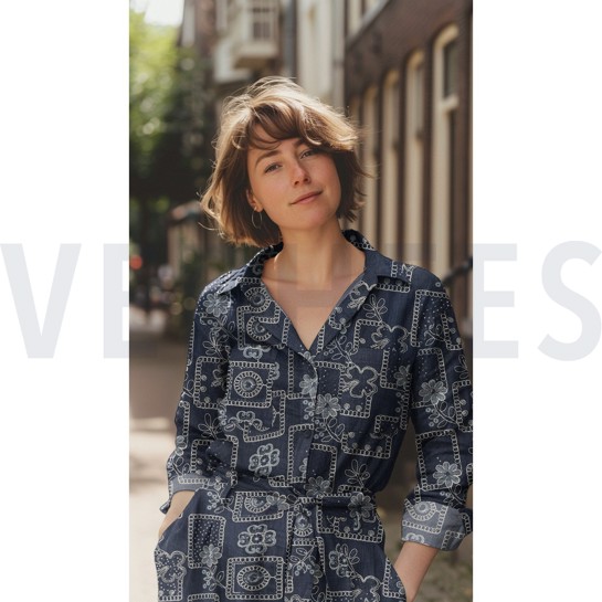 DENIM EMBROIDERY FLOWERS SEQUINS DARK BLUE #7