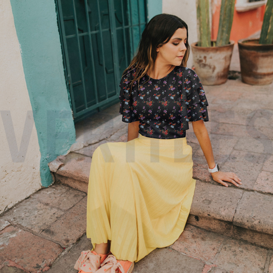 VISKOSE RADIANCE DIGITAL BLUMEN SCHWARZ #7