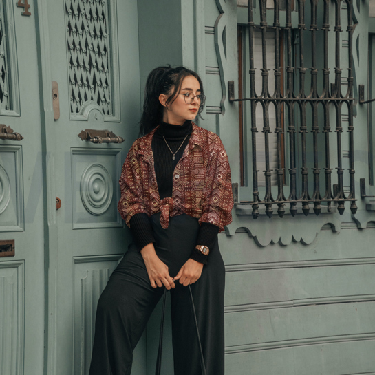 HANDGEMAAKTE BATIK KATOEN BRUIN #7