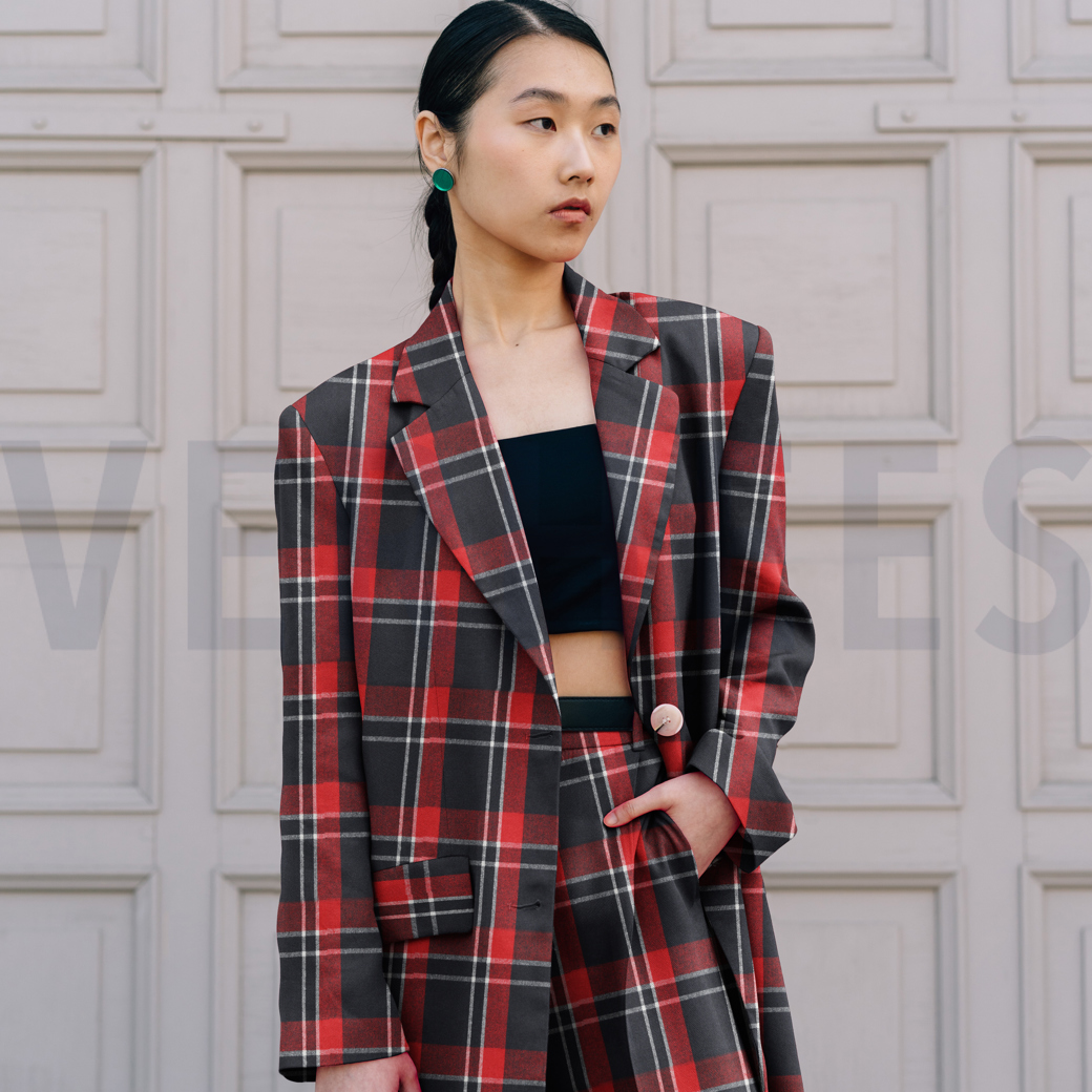 BRUSHED CHECKS YARN DYED NAVY/ RED #7