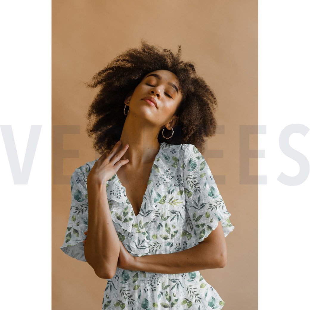 VISCOSE DOBBY DIGITAL LEAVES WHITE #7