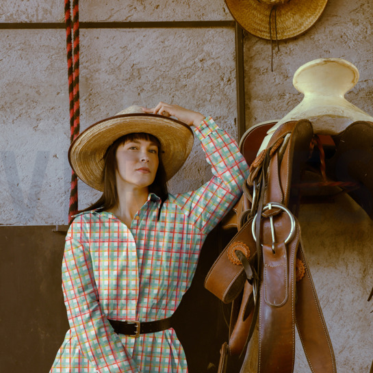 KATOEN VOILE DIGITAAL RUITEN DONKER MINT #7